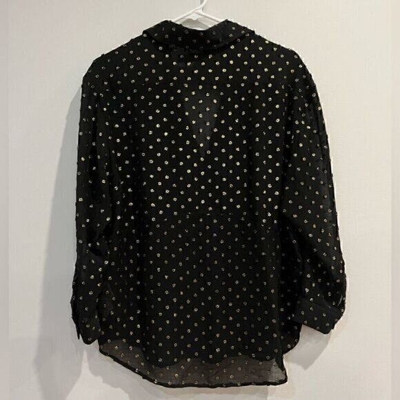 Zara Metallic Thread Polka Dot Blouse ​​​​​​​​ - Picture 6 of 7